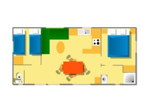 plan FAMILY - Mobil homes 2 chambres 30 m² avec terrasse